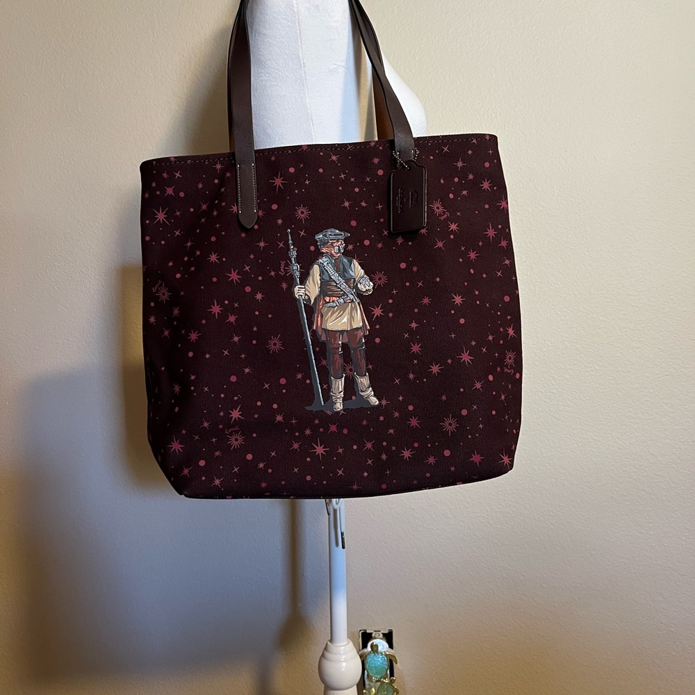 Coach Brown Tote Bag with Star Pattern